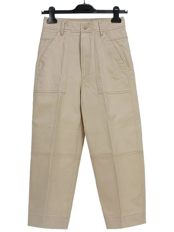 Women's Stretch Cotton Panel Cropped Pants Beige