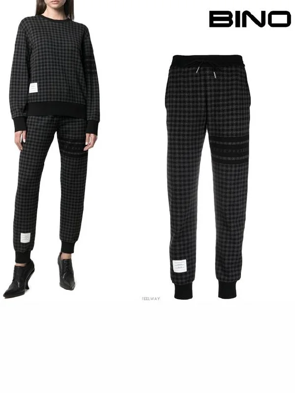 Cotton Gunclub Check Jacquard Engineered 4 Bar Sweat Track Pants Black