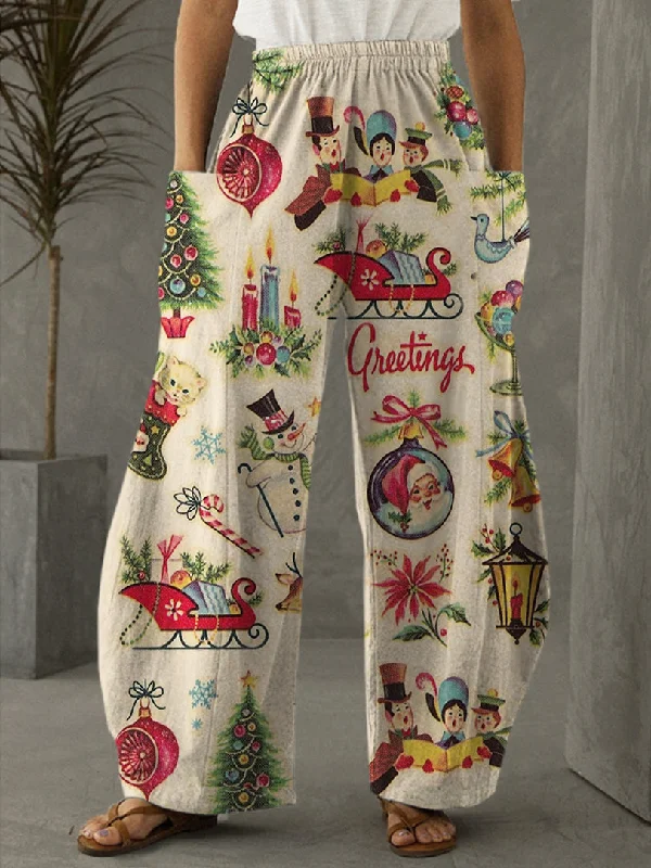 Women's Christmas Retro Print Casual Pants