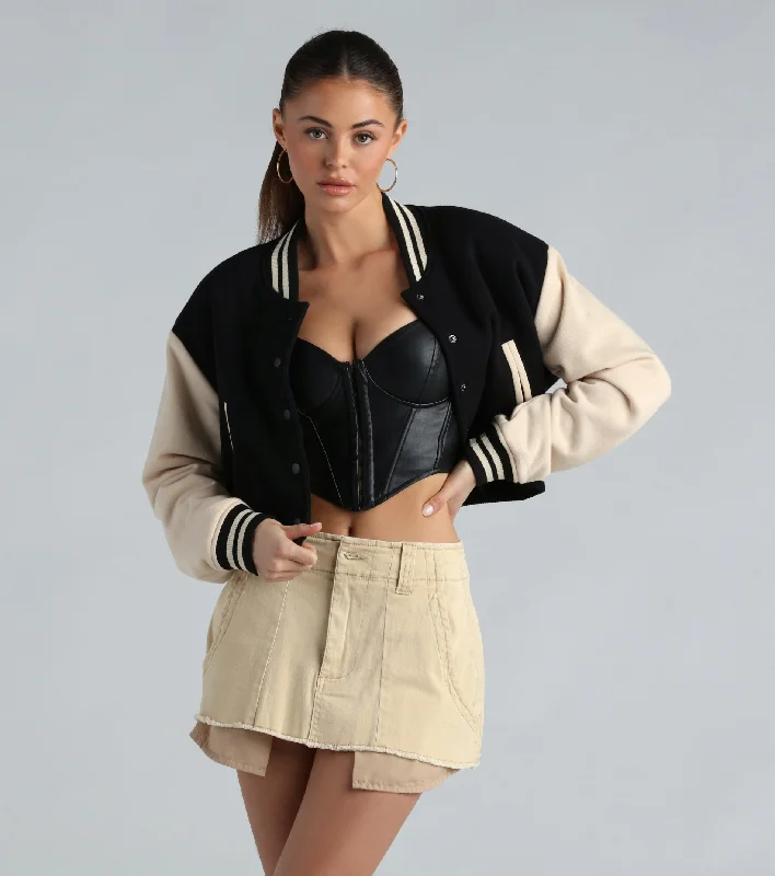 All-Star Style Faux Sherpa Varisty Jacket