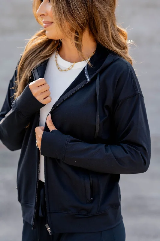 Athletic Zip Up Hooded Jacket