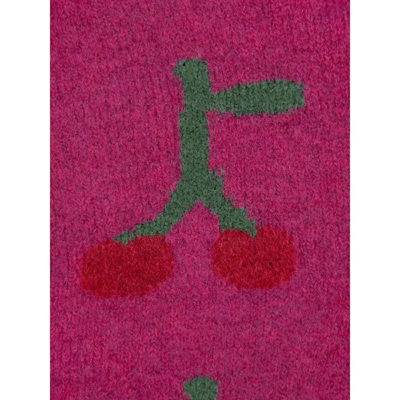 Bobo Choses Fuchsia Bobo Cherry Intarsia Cardigan