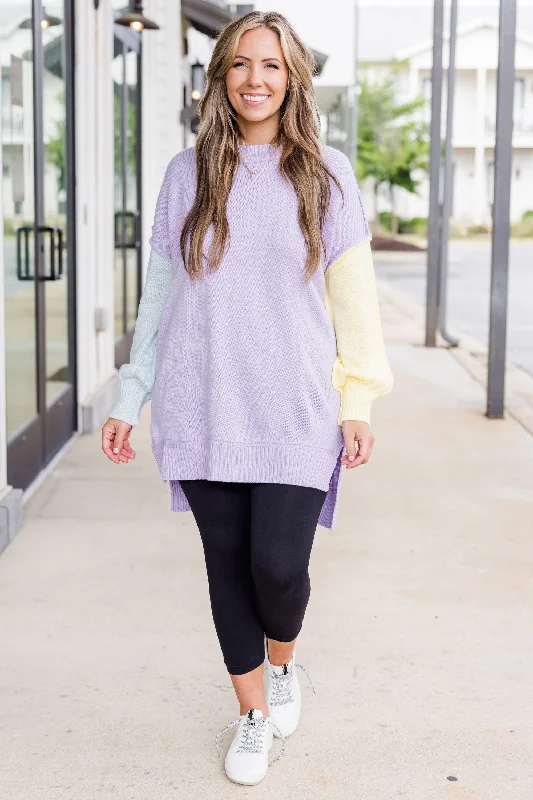 Cozy Days Coming Sweater, Lavender Multi