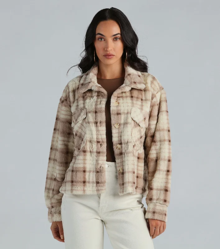 Cozy Days Faux Fur Plaid Shacket