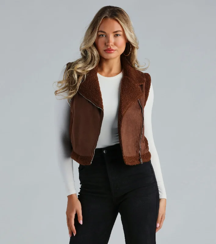 Cozy Elevated Faux Sherpa Trim Vest