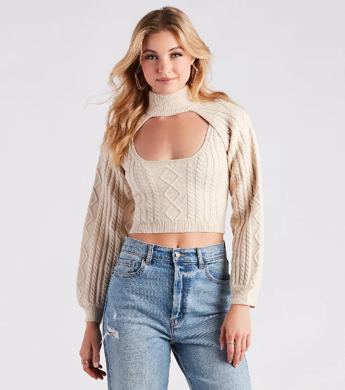 Fall Back In Love Cable Knit Topper