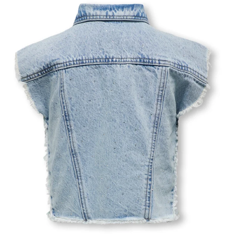 kids ONLY Light Blue Denim Cobain Rhinestone Vest Top