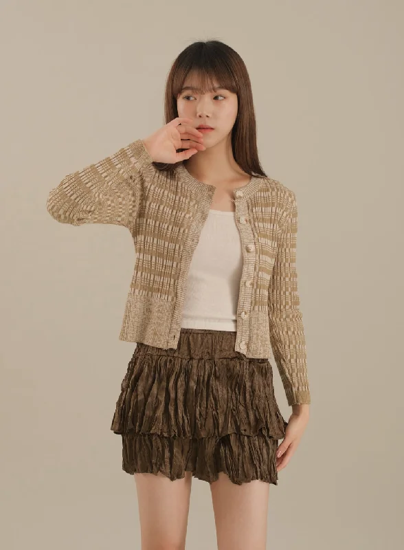 Mixed Check Cropped Cardigan J17