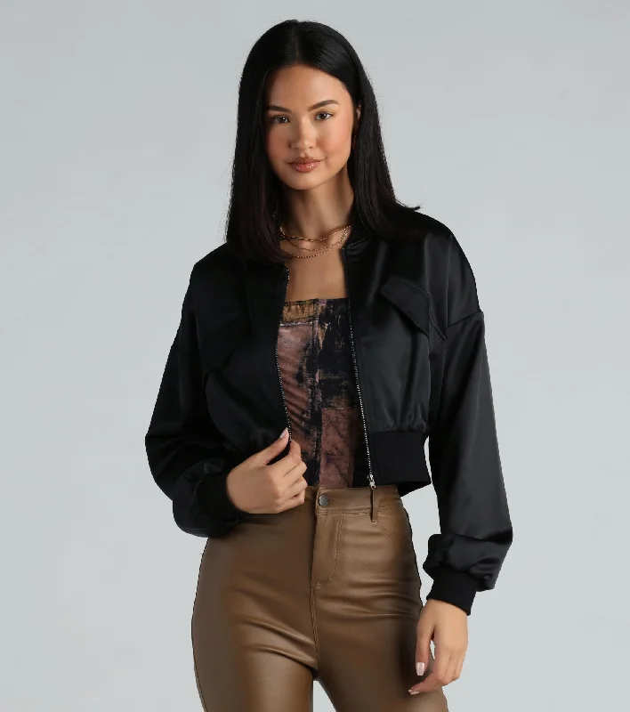 Next-Level Cool Satin Bomber Jacket