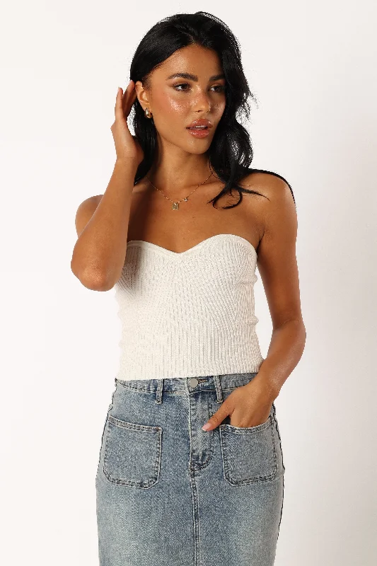 Pari Strapless Knit Top - White