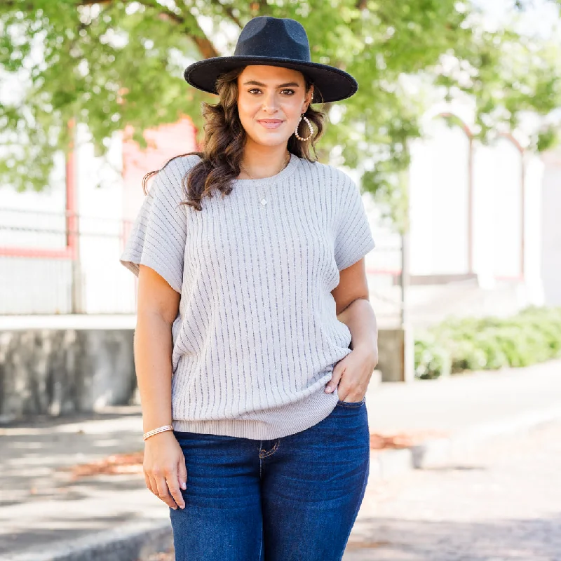 Ribbed Staple Sweater, Gray