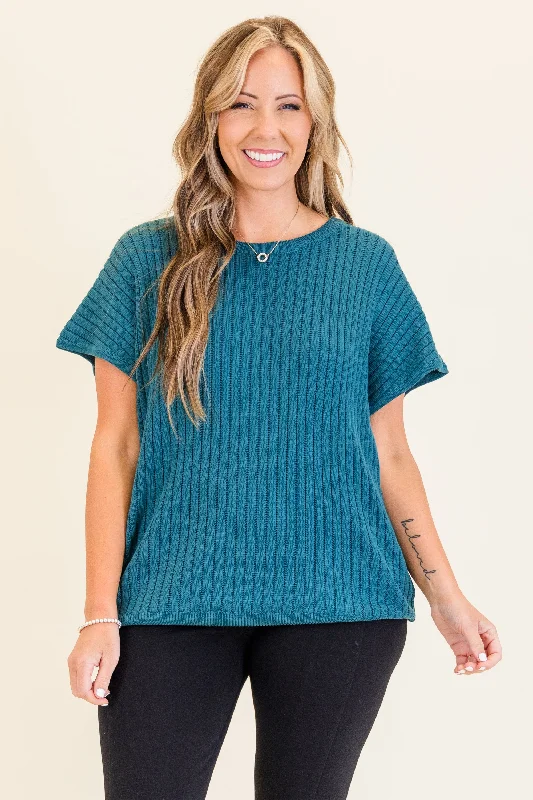 Ribbed Staple Sweater, Jade Green