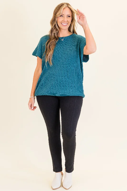 Ribbed Staple Sweater, Jade Green