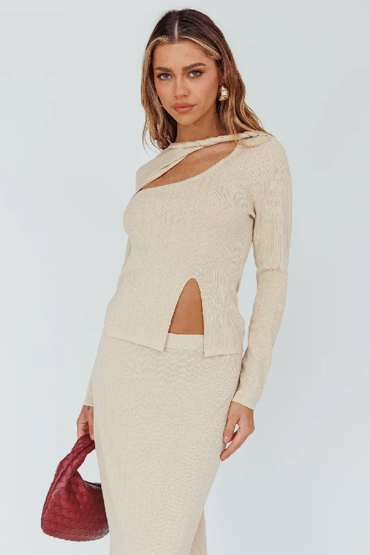 Rossana Twist Neck Keyhole Top Butter