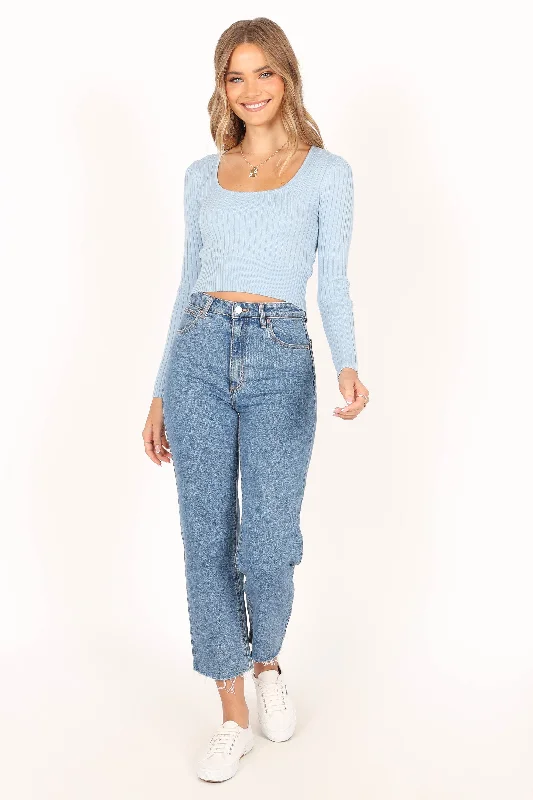 Sarah Knit Long Sleeve Top - Blue