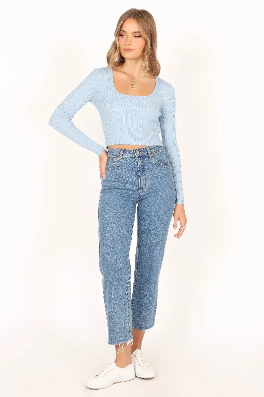 Sarah Knit Long Sleeve Top - Blue