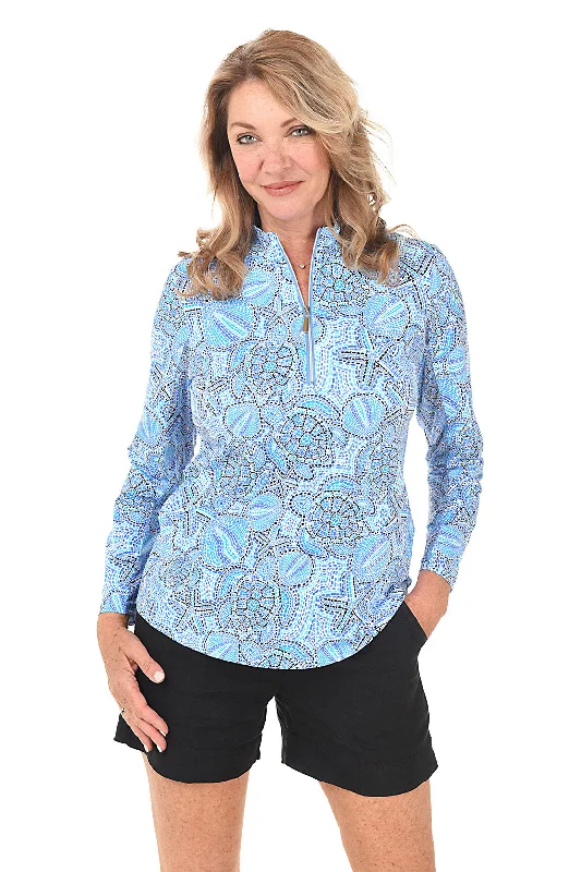 Sealife Dots Cooling UPF50+ Mock Neck Top