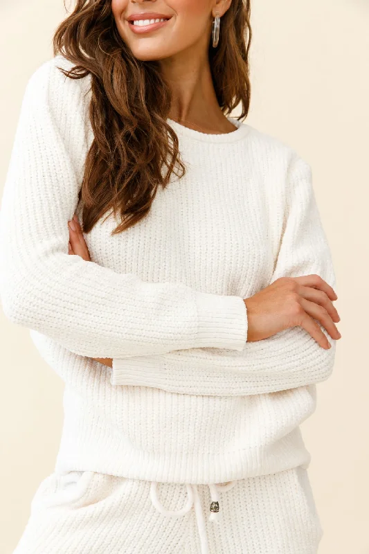 Sundown Crew Neck Knit Sweater Cream