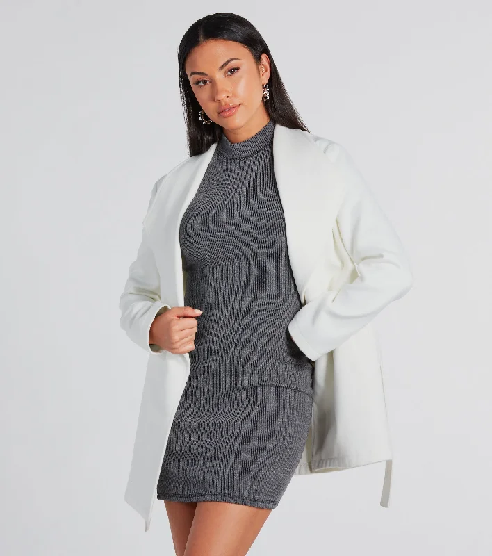 Trending Charm Faux Wool Belted Trench Coat