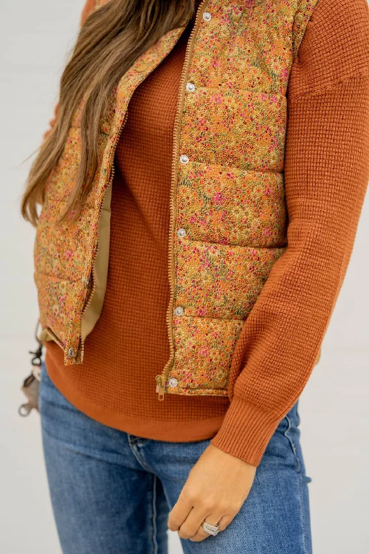 Vintage Blooms Puffer Vest