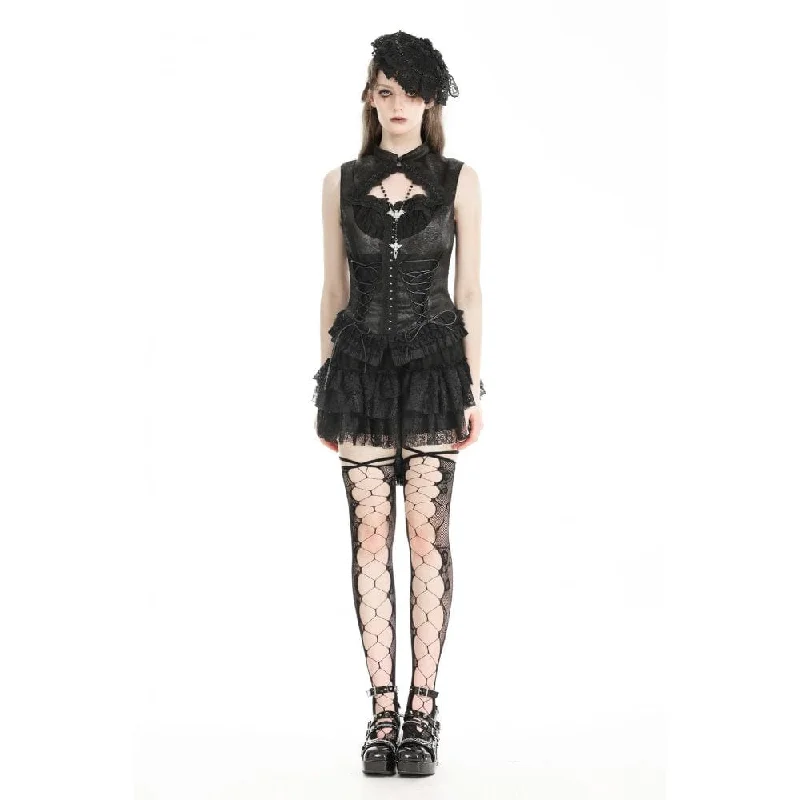 Women's Gothic Lace Splice Lace-up Vest