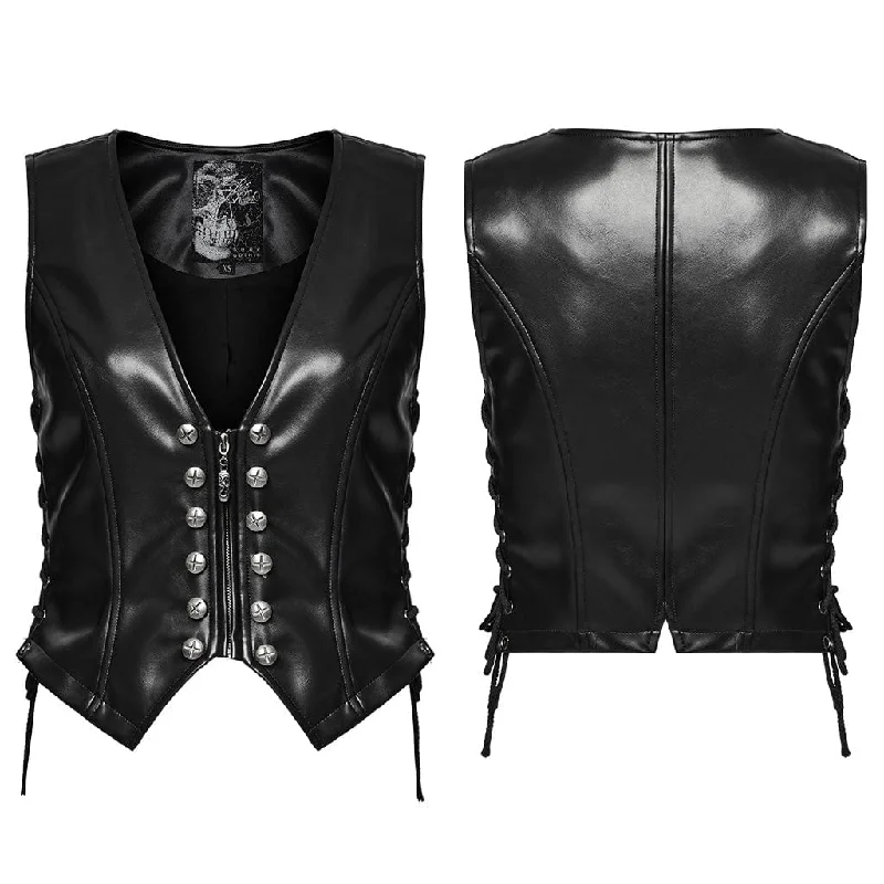 Women's Punk Lace-up Faux Leather Vest