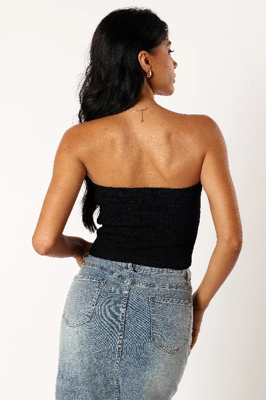 Zia Strapless Knit Top - Black