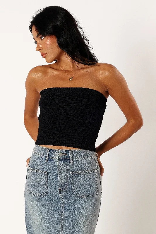 Zia Strapless Knit Top - Black