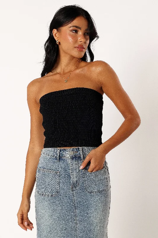 Zia Strapless Knit Top - Black