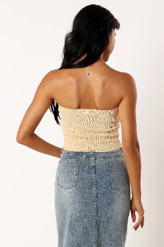 Zia Strapless Knit Top - Lemon