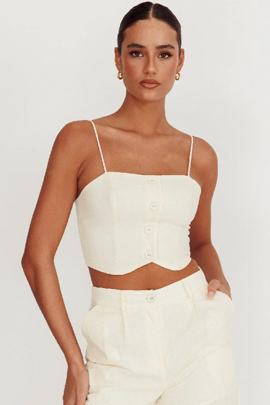 Breathless Straight Neck Cropped Top Oat