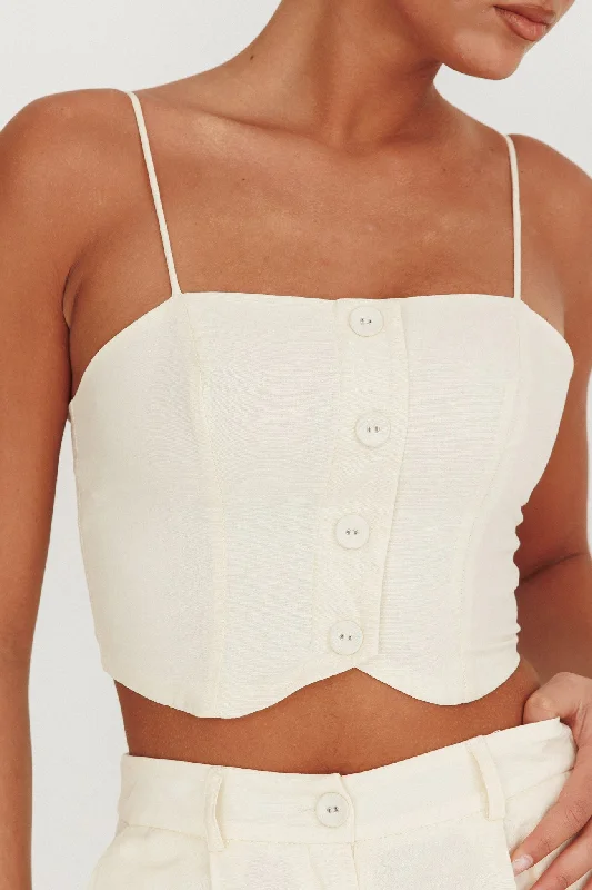 Breathless Straight Neck Cropped Top Oat