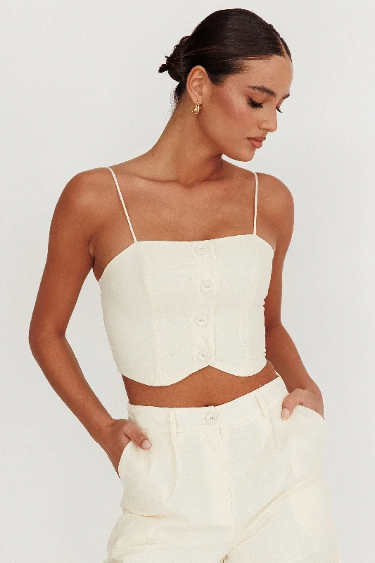 Breathless Straight Neck Cropped Top Oat