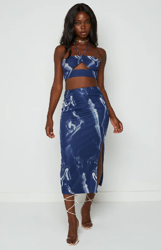 Brianna Navy Mesh Crop Top