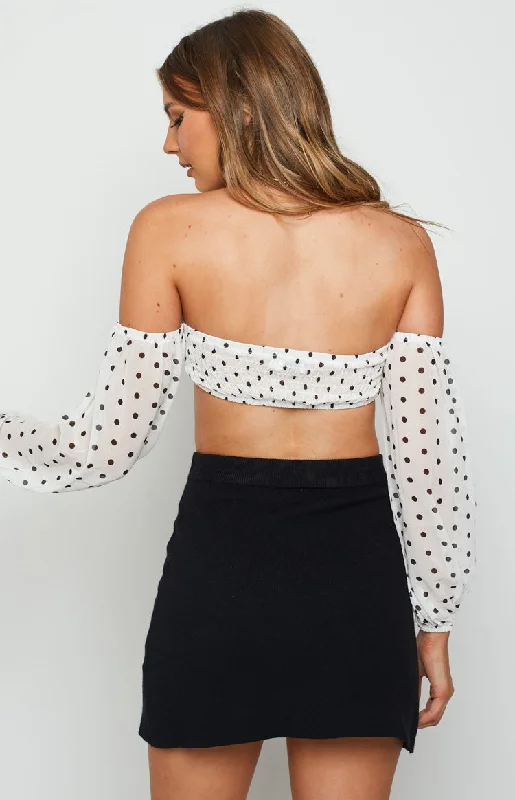 Carita White Printed Crop Top