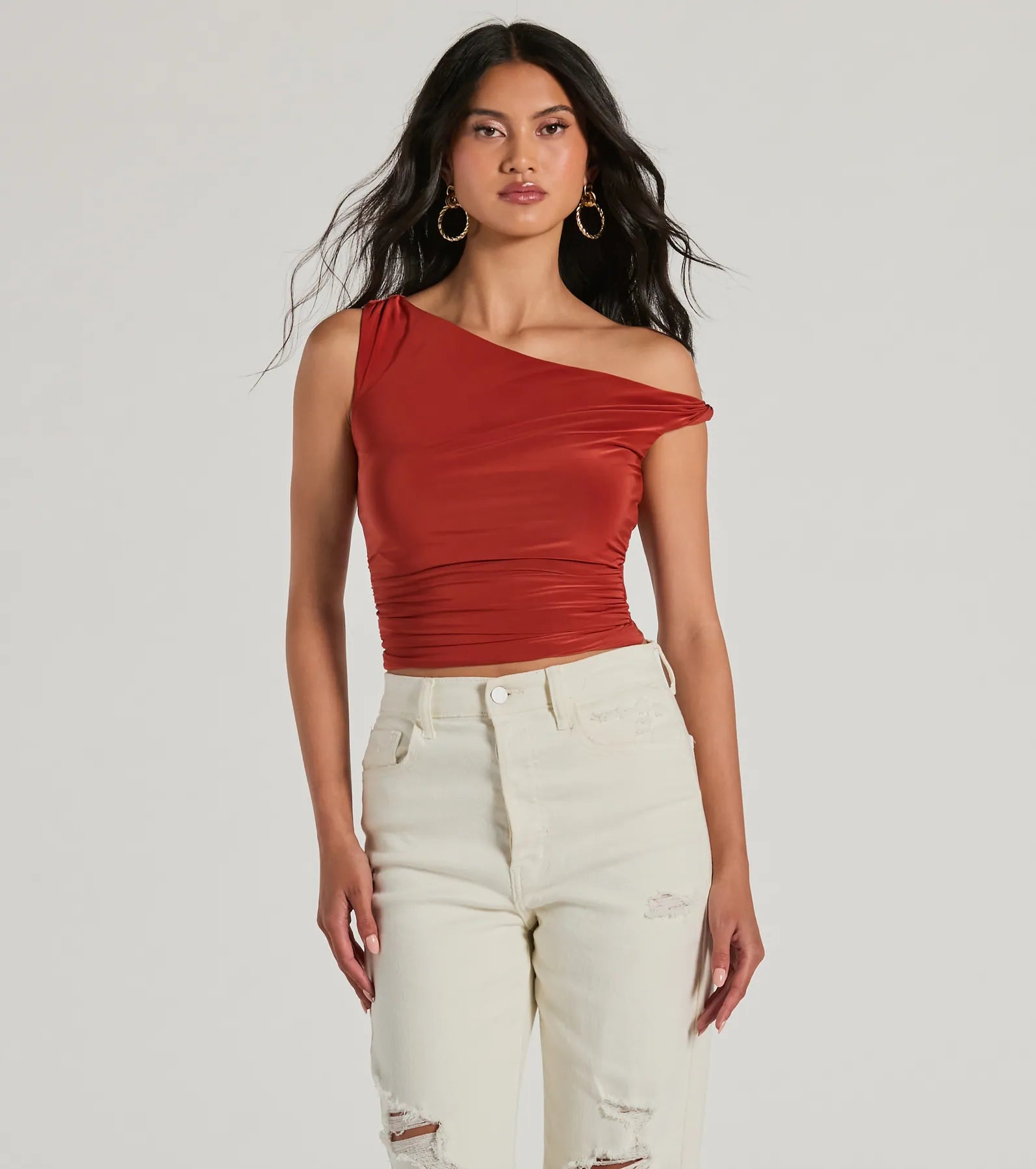 Confident Flirt One-Shoulder Crop Top