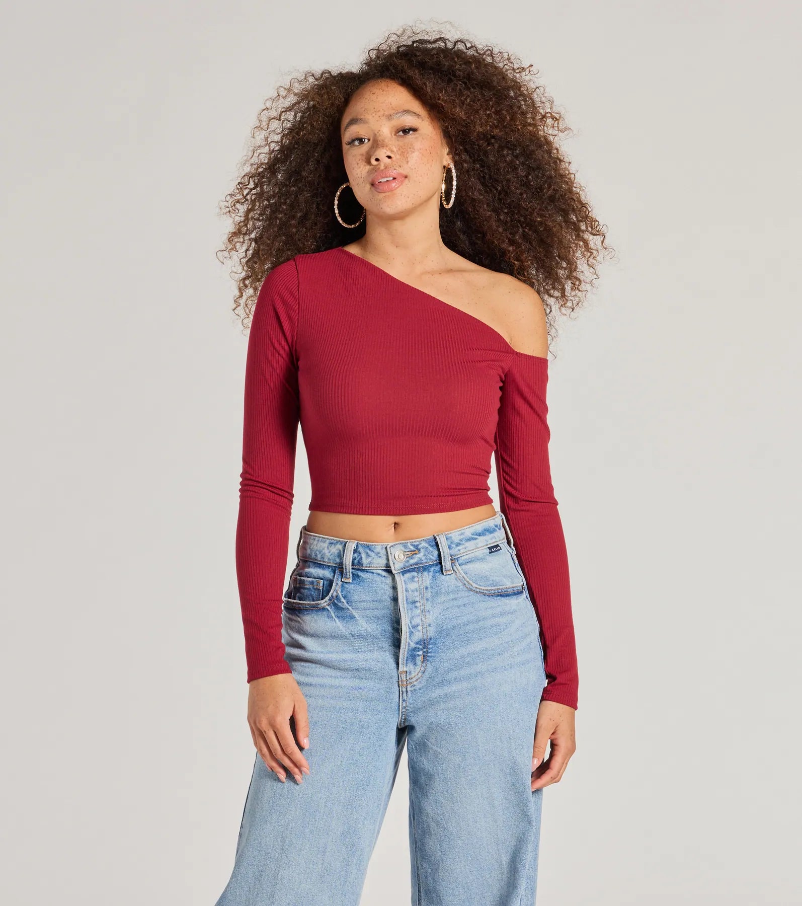 Effortlessly Chic One-Shoulder Ribbed Crop Top