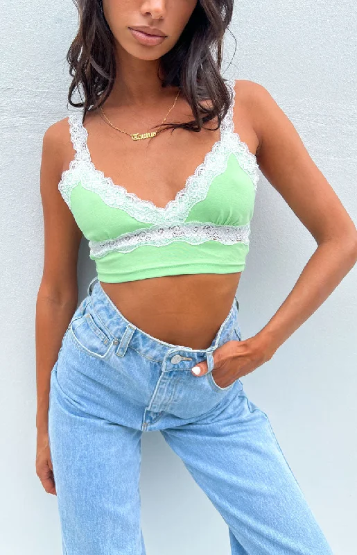 Elora Green Crop Top