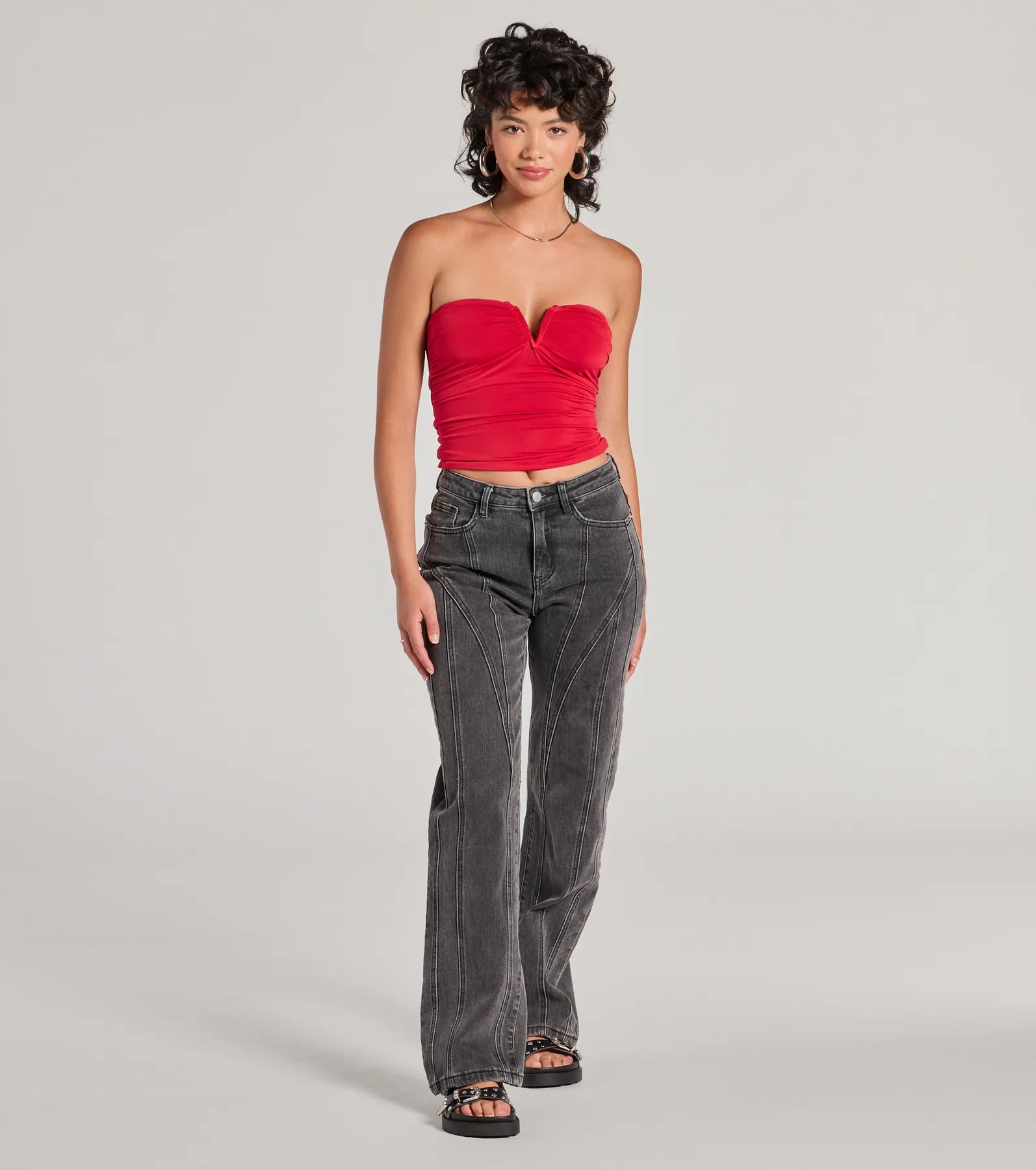 Flirty Find Strapless Ruched Knit Crop Top