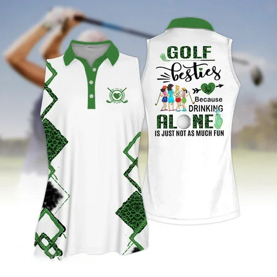 Golf Besties Because Drink Alone Quoes Is Just Not As Much Fun Short Sleeve Women Polo Shirt, Golf Team Uniform