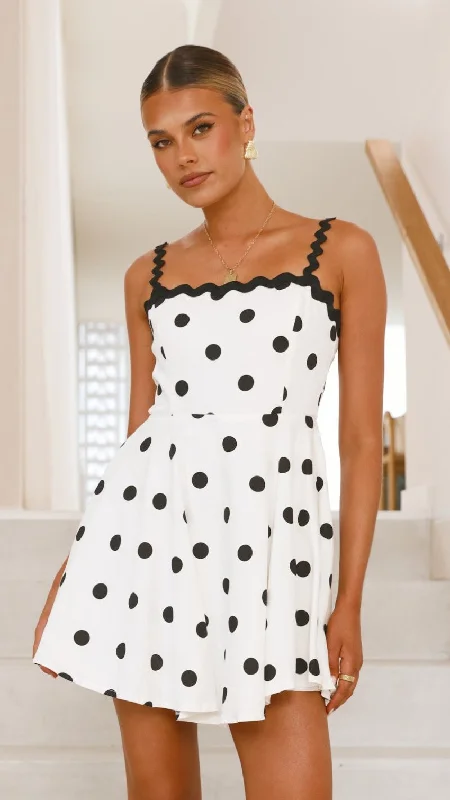 Lys Mini Dress - White/Black Spot