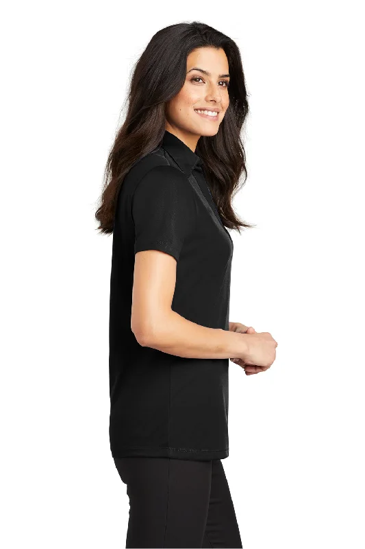 Port Authority Womens Silk Touch Performance Moisture Wicking Short Sleeve Polo Shirt - Black