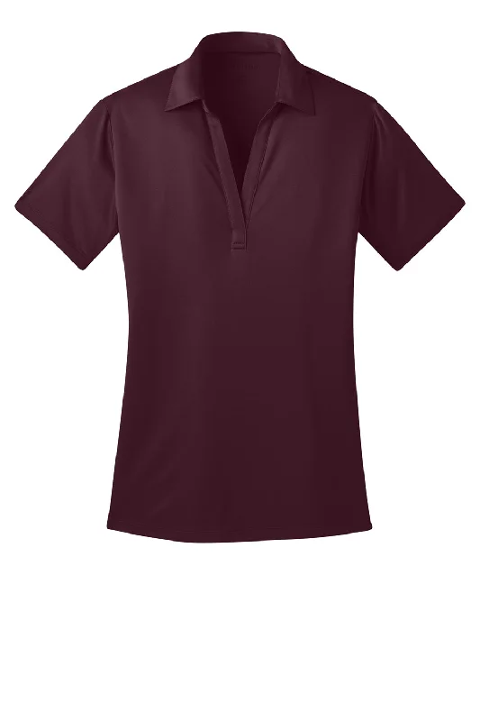 Port Authority Womens Silk Touch Performance Moisture Wicking Short Sleeve Polo Shirt - Maroon