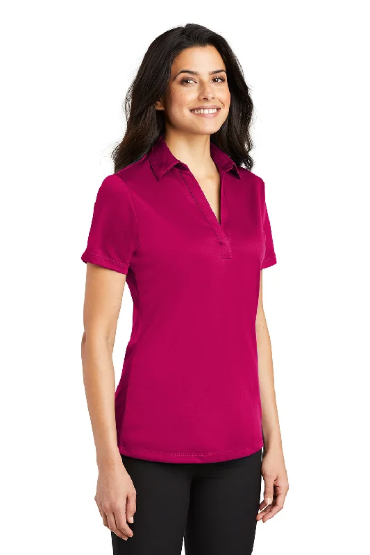 Port Authority Womens Silk Touch Performance Moisture Wicking Short Sleeve Polo Shirt - Raspberry Pink