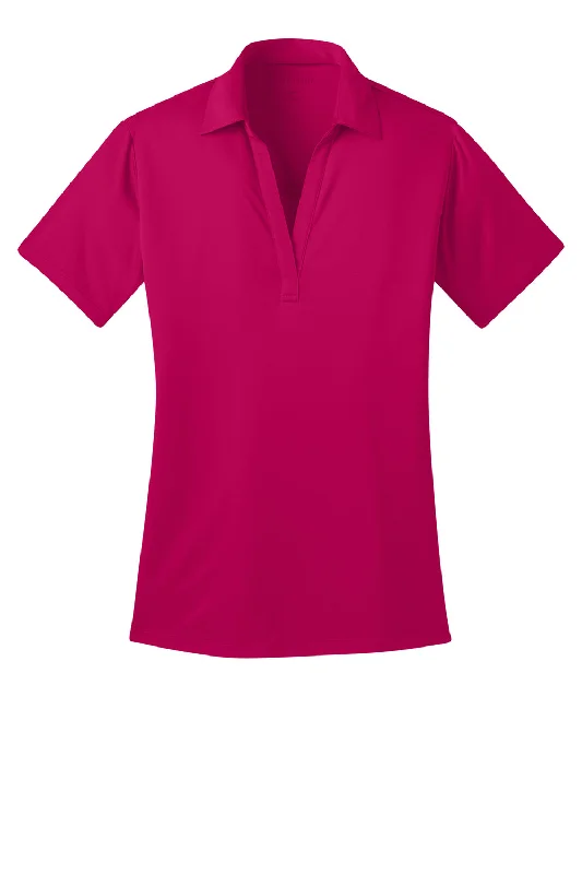 Port Authority Womens Silk Touch Performance Moisture Wicking Short Sleeve Polo Shirt - Raspberry Pink