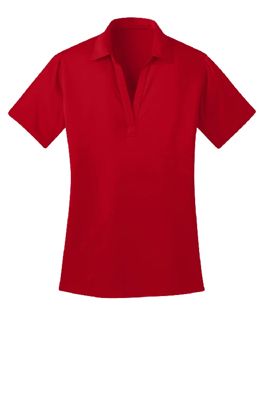 Port Authority Womens Silk Touch Performance Moisture Wicking Short Sleeve Polo Shirt - Red