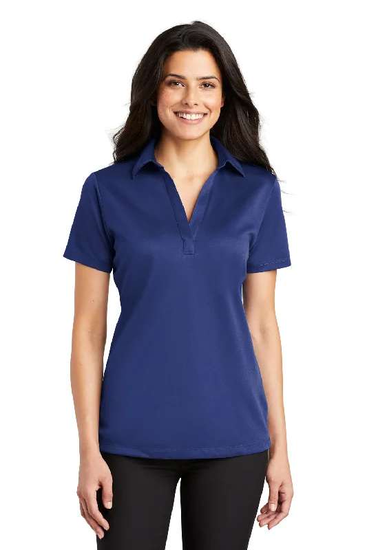 Port Authority Womens Silk Touch Performance Moisture Wicking Short Sleeve Polo Shirt - Royal Blue