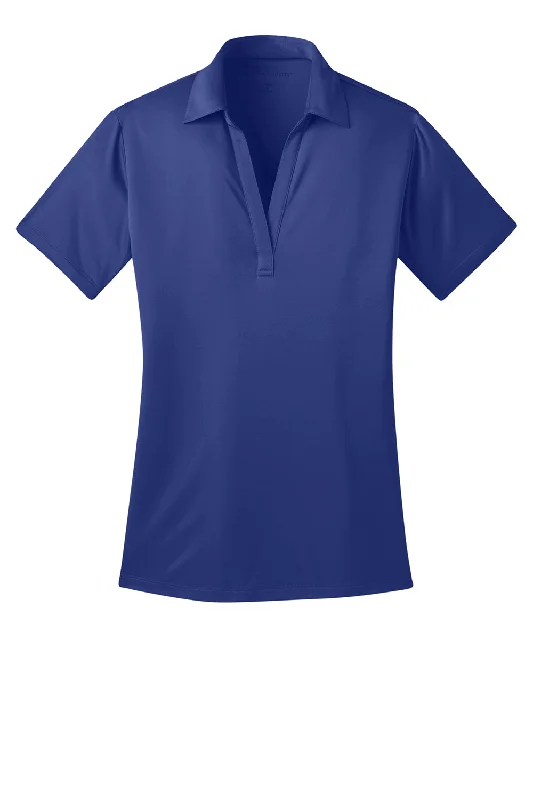 Port Authority Womens Silk Touch Performance Moisture Wicking Short Sleeve Polo Shirt - Royal Blue